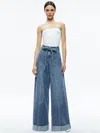 ALICE AND OLIVIA HARRIET WIDE LEG HIGH RISE PAPERBAG JEAN