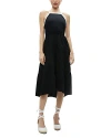 Alice And Olivia Hartley Gathered Midi Dress In Black/off White