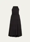 Alice And Olivia Hartley Gathered Midi Dress In Black/off White
