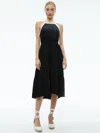 Alice And Olivia Hartley Gathered Midi Dress In Black/off White