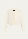 Alice And Olivia Harvey Draped Open-front Leather Jacket In White