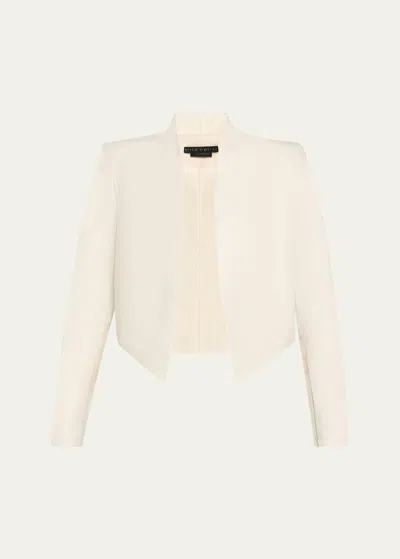 Alice And Olivia Harvey Draped Open-front Leather Jacket In White
