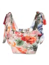 Alice And Olivia Haven Cropped Bustier Storm Floral Sm In Multi