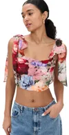 Alice And Olivia Haven Cropped Bustier Storm Floral Sm In Multi