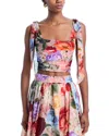 Alice And Olivia Haven Cropped Bustier Storm Floral Sm In Multi