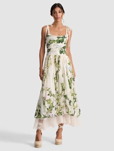 Alice And Olivia Haven Flared Midi Dress In White