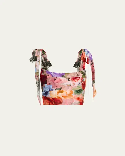 Alice And Olivia Haven Floral Cropped Blouse In Multi
