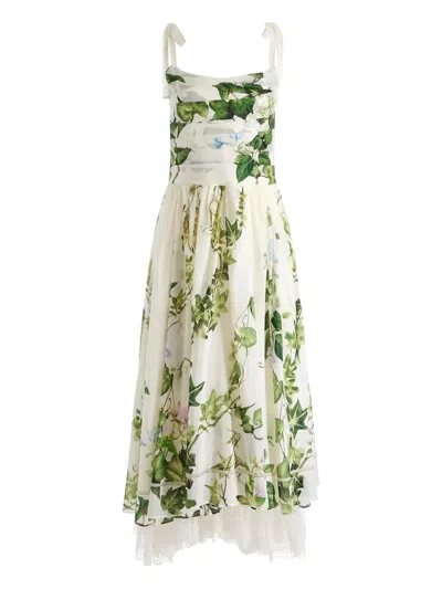 Alice And Olivia Haven Floral Midi Dress In Brown