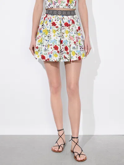 Alice And Olivia Haven Mini Skirt In White Floral