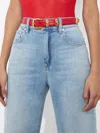 Alice And Olivia Hayden Buckle Belt In Bright Ruby/gold
