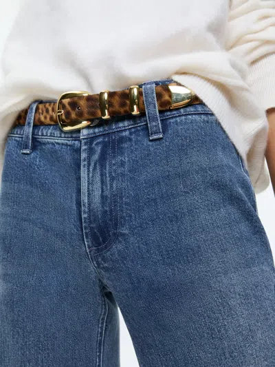 Alice And Olivia Hayden Buckle Belt In Leopard