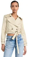 ALICE AND OLIVIA HAYLEY CROPPED TRENCH COAT WITH BELT LATTE