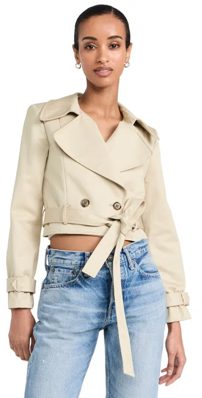 Alice And Olivia Hayley Cropped Trench Coat With Belt Latte