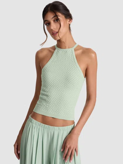 Alice And Olivia Heidi Pointelle Tank In Green