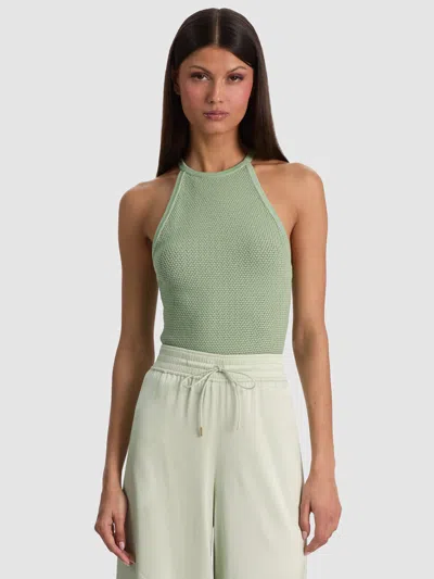 Alice And Olivia Heidi Pointelle Tank In Green