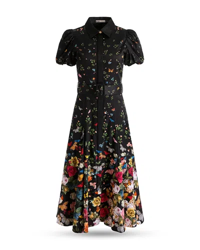 Alice And Olivia Henrietta Floral Belted Midi Dress In Multi