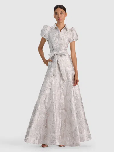 Alice And Olivia Henrietta Maxi Dress In Silver