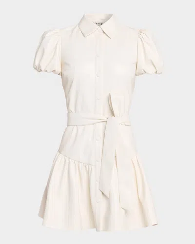 Alice And Olivia Henrietta Vegan Leather Mini Dress In White