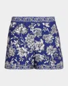 Alice And Olivia Hera Forevermore High-rise Back Zip Shorts In Blue