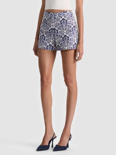 Alice And Olivia Hera High Rise Back Zip Shorts In Blue