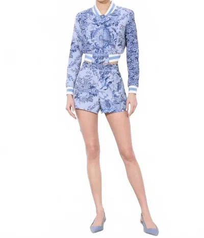 Alice And Olivia Hera Mixed Media Short In Blue Multi