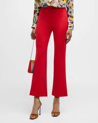 Alice And Olivia High-rise Cropped Bootcut Pants In Red