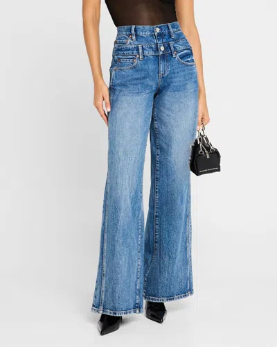 Alice And Olivia High-rise Double Waistband Cool Jeans In Brooklyn Blue