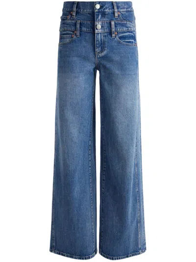 Alice And Olivia Chic High Rise Wide Leg Jeans In Brooklyn Blue