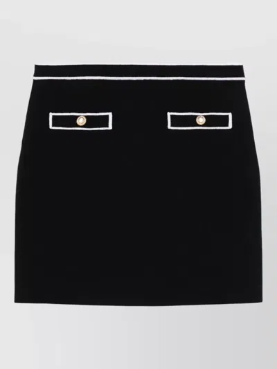 Alice And Olivia High Waist Mini Skirt Gold Buttons In Black