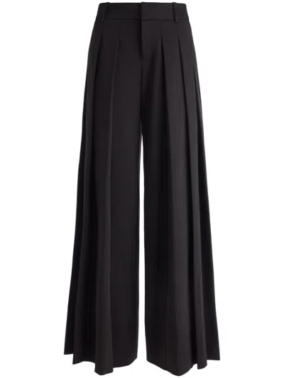 Alice And Olivia High-waisted Pleated Trousers In Black