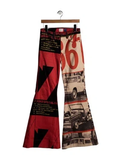 Pre-owned Alice And Olivia High-rise Flared Jeans In Red