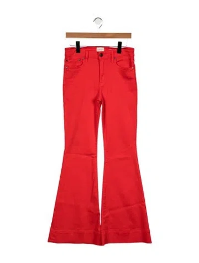Pre-owned Alice And Olivia High-rise Flared Jeans In Red