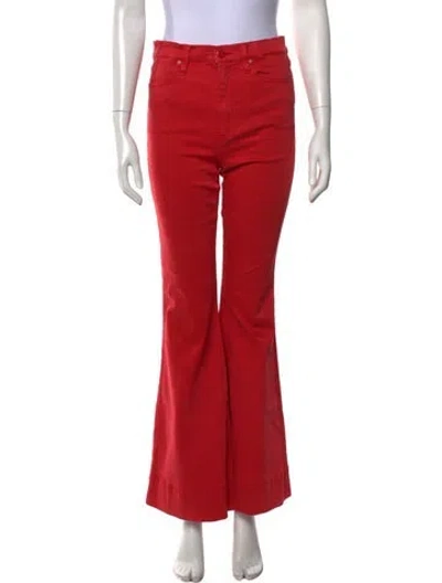 Pre-owned Alice And Olivia High-rise Flared Jeans In Red
