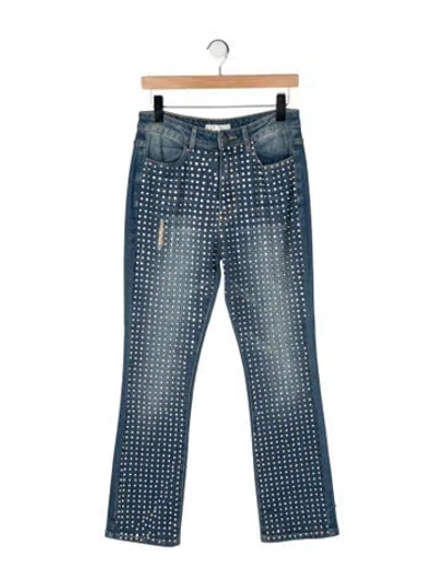 Pre-owned Alice And Olivia High-rise Flared Jeans In Blue