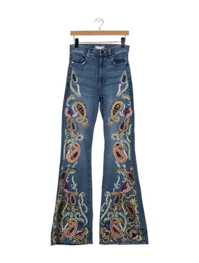 Pre-owned Alice And Olivia High-rise Flared Jeans In Blue