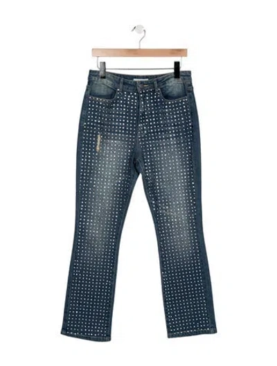 Pre-owned Alice And Olivia High-rise Flared Jeans In Blue
