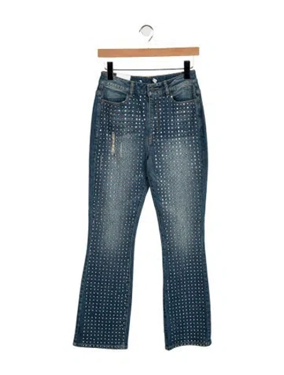 Pre-owned Alice And Olivia High-rise Flared Jeans In Blue