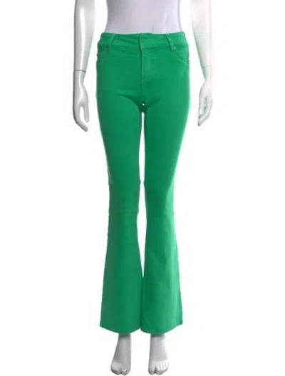 Pre-owned Alice And Olivia High-rise Flared Jeans In Green