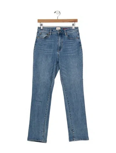 Pre-owned Alice And Olivia High-rise Straight Leg Jeans In Black