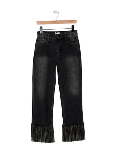 Pre-owned Alice And Olivia High-rise Straight Leg Jeans W/ Tags In Black