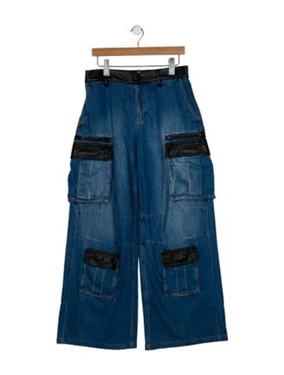 Pre-owned Alice And Olivia High-rise Wide Leg Jeans In Blue