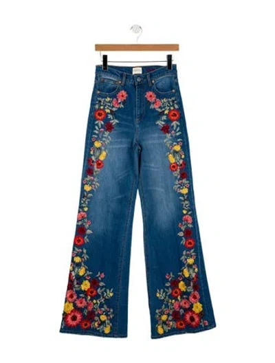 Pre-owned Alice And Olivia High-rise Wide Leg Jeans In Blue