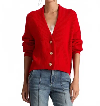 Alice And Olivia Holden Cardigan In Perfect Ruby In Multi