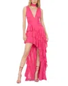 Alice And Olivia Holly Ruffle Maxi Dress With Scarf In Raspberry