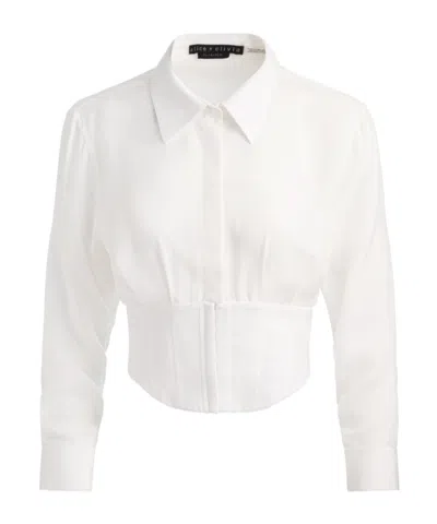 Alice And Olivia Home Edie Seamed Corset Button Down In White