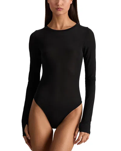 Alice And Olivia Hottie Long Sleeve Bodysuit In Black