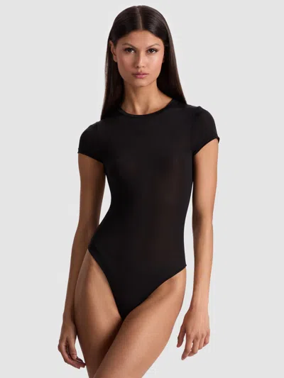 Alice And Olivia Hottie Short Sleeve Bodysuit In Black