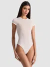 Alice And Olivia Hottie Short Sleeve Bodysuit In White