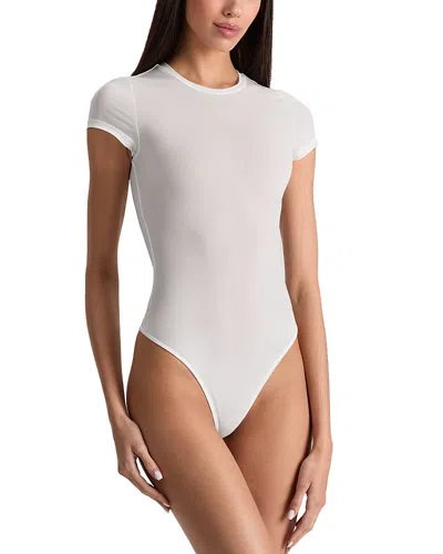 Alice And Olivia Hottie Short Sleeve Bodysuit In White