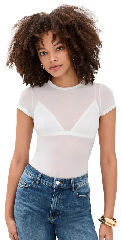 Alice And Olivia Hottie Short Sleeve Thong Bodysuit Off White